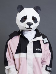 熊猫头套儿童diy手工大熊猫动物纸模头套全脸折纸面具创意大学生