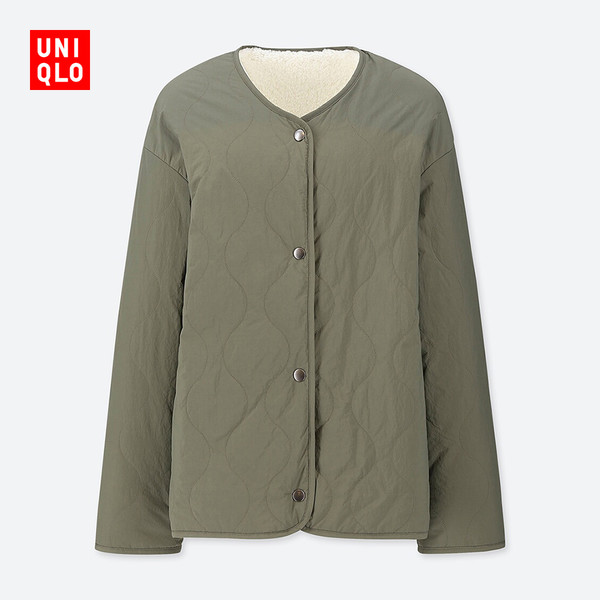 优衣库 女装 仿羊羔绒压线两面穿茄克 421437 uniqlo