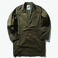 YOHO有货潮牌 西装领单排暗扣长款工装夹克 休闲印花外套 军绿色 XL *2件