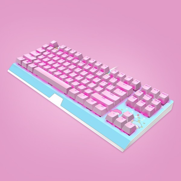 razer雷蛇hellokitty限定款87键有线机械键盘粉色雷蛇绿轴单光