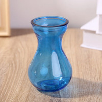 七色可选玻璃花瓶透明风信子绿萝花盆客厅室内水培水养植物器皿 蓝色风信子玻璃瓶2个