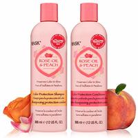 HASK 玫瑰油 + 桃子洗发水和护发素套装