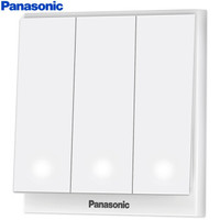 Panasonic 松下 开关插座 三开双控开关面板 带LED指示灯 墙壁开关 悦皓 白色 WMWF516