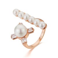 FR1408 珍珠开口镀金戒指