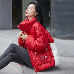 羽绒服女短款2020年新冬季韩版加厚立领面包服白鸭绒加厚宽松外套