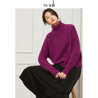 移动端：万丽女装2020秋冬新款女士打底衫高领针织女生紫色上衣针织衫毛衣