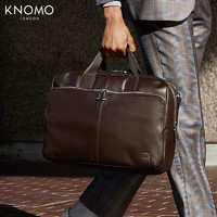 KNOMO英国Amesbury公文包电脑包男单肩包商务真皮皮包男士手提包