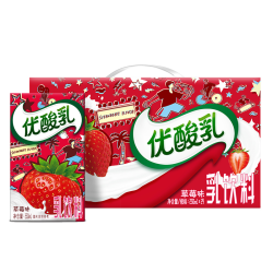 伊利优酸乳草莓味酸牛奶250ml24盒4件