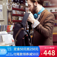 KNOMO商务双肩包复古帆布包男15.6电脑包潮流时尚背包Falmouth个性男包 黑色
