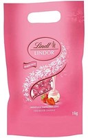 Lindt 瑞士蓮 Lindor 草莓牛奶巧克力球，不含麩質 ，約80塊，1公斤