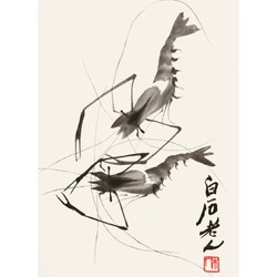 荣宝斋木版水印国画客厅装饰壁画齐白石画集虾3726cm画片