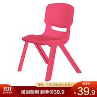 SPACEXPERT 塑料靠背椅 加厚休闲小凳子红色 简易餐椅防滑椅子换鞋凳