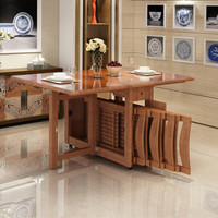 华纳斯（HUANASI）餐桌 实木餐桌餐椅组合套装折叠饭桌 樱桃木色 一桌4椅