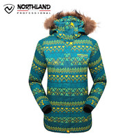 诺诗兰冬季户外女式印花防水透气防风保暖滑雪滑板服外套