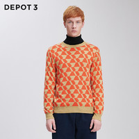 DEPOT3 男装毛衣 设计品牌2020新品手工几何图案组合拼接套头毛衣
