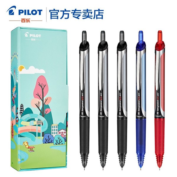 pilot 百乐 bxrt-v5 按动式中性笔 0.5mm 限定礼盒5支装(3黑1蓝1红)