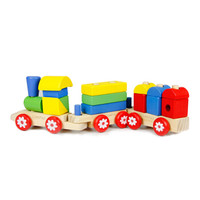 Larkpad几何积木小火车模型儿童玩具宝宝益智拆装组装木制玩具 积木火车 *2件