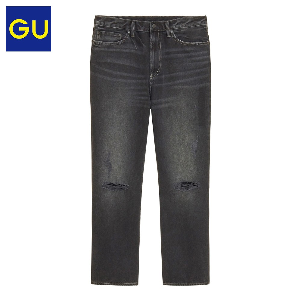 GU 极优 329433 男士破洞直筒牛仔裤