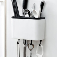 厨房家用筷子筒餐具收纳 白色 壁挂多功能筷子筒