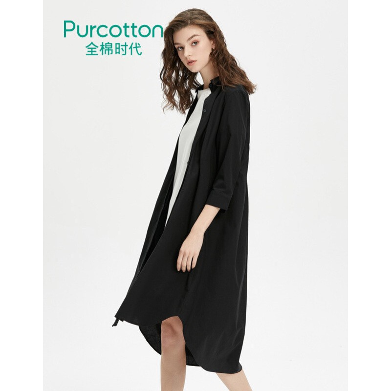 Purcotton 全棉时代 P3120101075 女士中长款衬衫连衣裙