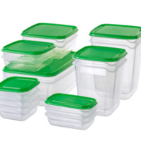 PRUTA普塔食品盒，17件套-透明,绿色-IKEA