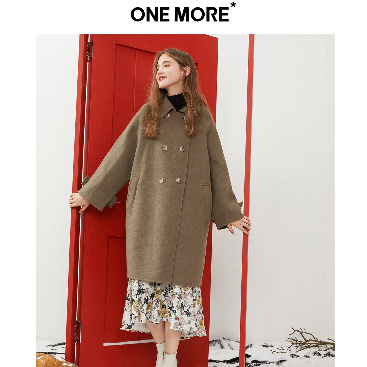 ONE MORE  文墨  11AA947694  女士中长款呢子外套