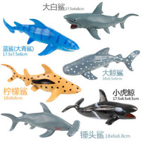移动端：正版玩具软胶仿真动物模型海洋生物鲨鱼鲸鱼海豚套装摆件儿童