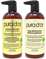 Pura D'or 生物素原始金标防掉发洗发水和护发素套装，（2 x 16盎司/473毫升）