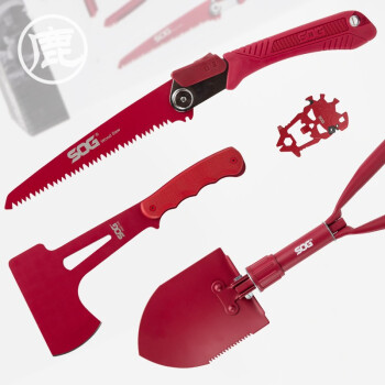 SOG索格户外装备四件套便携工具多功能自驾游野营露营工具装备 红色四件套