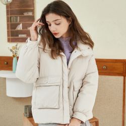 纯色时尚短款羽绒服女2020冬新品通勤立领厚外套