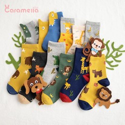 caramella秋冬宝宝袜子中长筒儿童卡通动物袜婴儿纯棉袜地板袜子