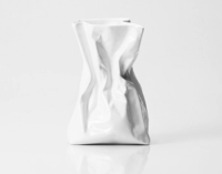 謝東褶皺系列 骨瓷花瓶 個性創意裝飾手紙袋形花瓶 白色399#a