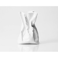 藝術品：謝東褶皺系列 骨瓷花瓶 個性創意裝飾手紙袋形花瓶 白色399#a
