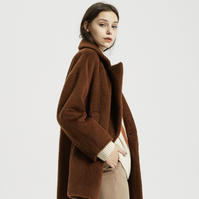 ME&CITY 阿尔巴卡长毛短款女式大衣