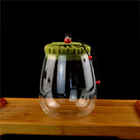 艾芳贝儿麻布盖玻璃密封罐耐热玻璃储物罐瓶子咖啡豆奶粉糖果罐干果罐 绿意C-85-18-3-2 *4件
