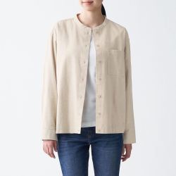 无印良品 muji 女式 新疆棉法兰绒 立领衬衫