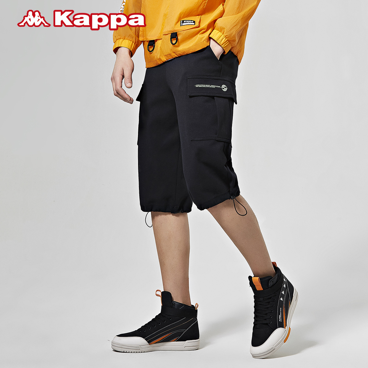 Kappa卡帕男款春夏运动短裤七分裤复古工装裤休闲直筒裤（XL、灰色-133）