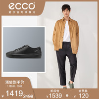 ECCO愛步休閑鞋男 2020新款黑色板鞋皮鞋低幫男鞋 柔酷8號450844