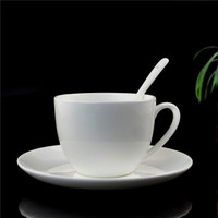 骨质瓷纯白咖啡杯碟 单套拿铁咖啡杯(260ML)