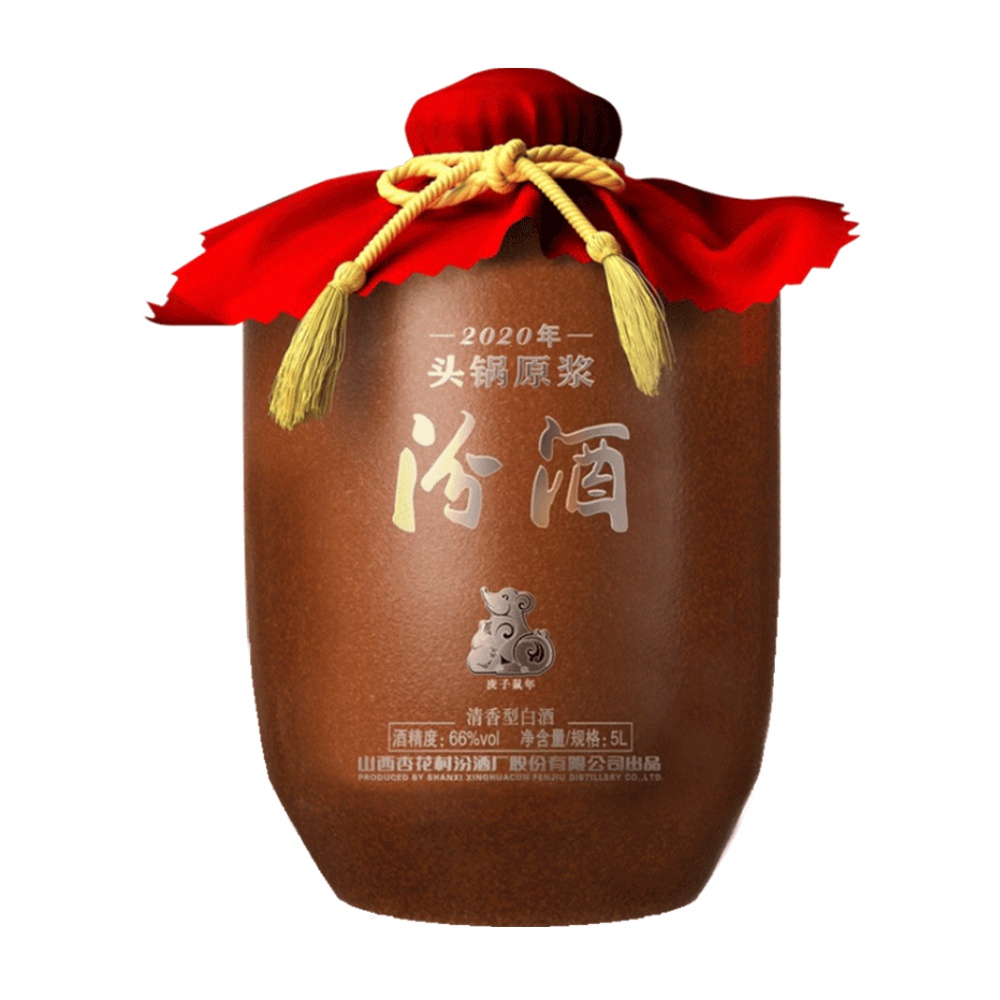山西汾酒 杏花村酒 2020年头锅原浆66度5l坛装 清香型白酒