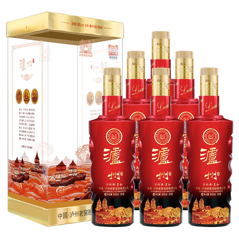 luzhoulaojiao 泸州老窖 泸州酒·柔和 52%vol 浓香型白酒 500ml*6瓶