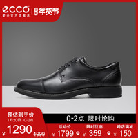 ECCO愛步商務正裝皮鞋男 春季系帶真皮休閑鞋德比鞋男 里茲630334