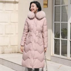 高梵20年新款冬季收腰修身长款女式羽绒服