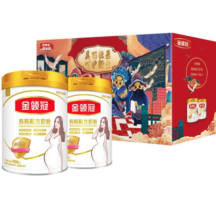伊利奶粉 金领冠系列 妈妈配方奶粉 900g*2 龙猫保温杯 礼盒
