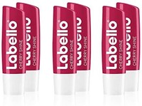 Labello Cherry Shine 闪耀樱桃唇膏 带有淡红色光泽和微光颜料，樱桃香味，不含矿物油，6件装(6 x 4.8g)