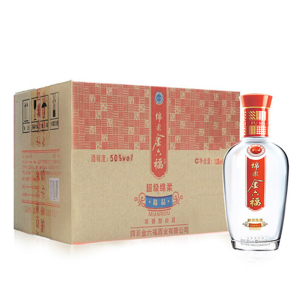 商品金六福 超级绵柔 精品 50%vol 浓香型白酒 128ml*12瓶 整箱装
