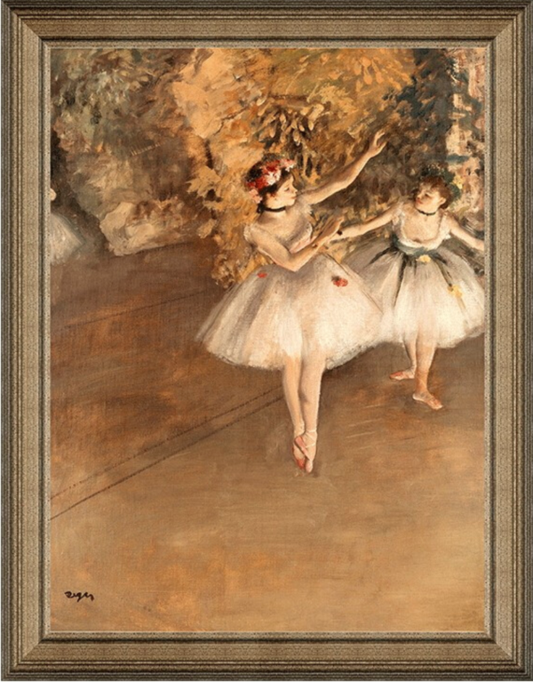 人物油画《两个芭蕾舞女》装饰画挂画 典雅栗(偏金色)