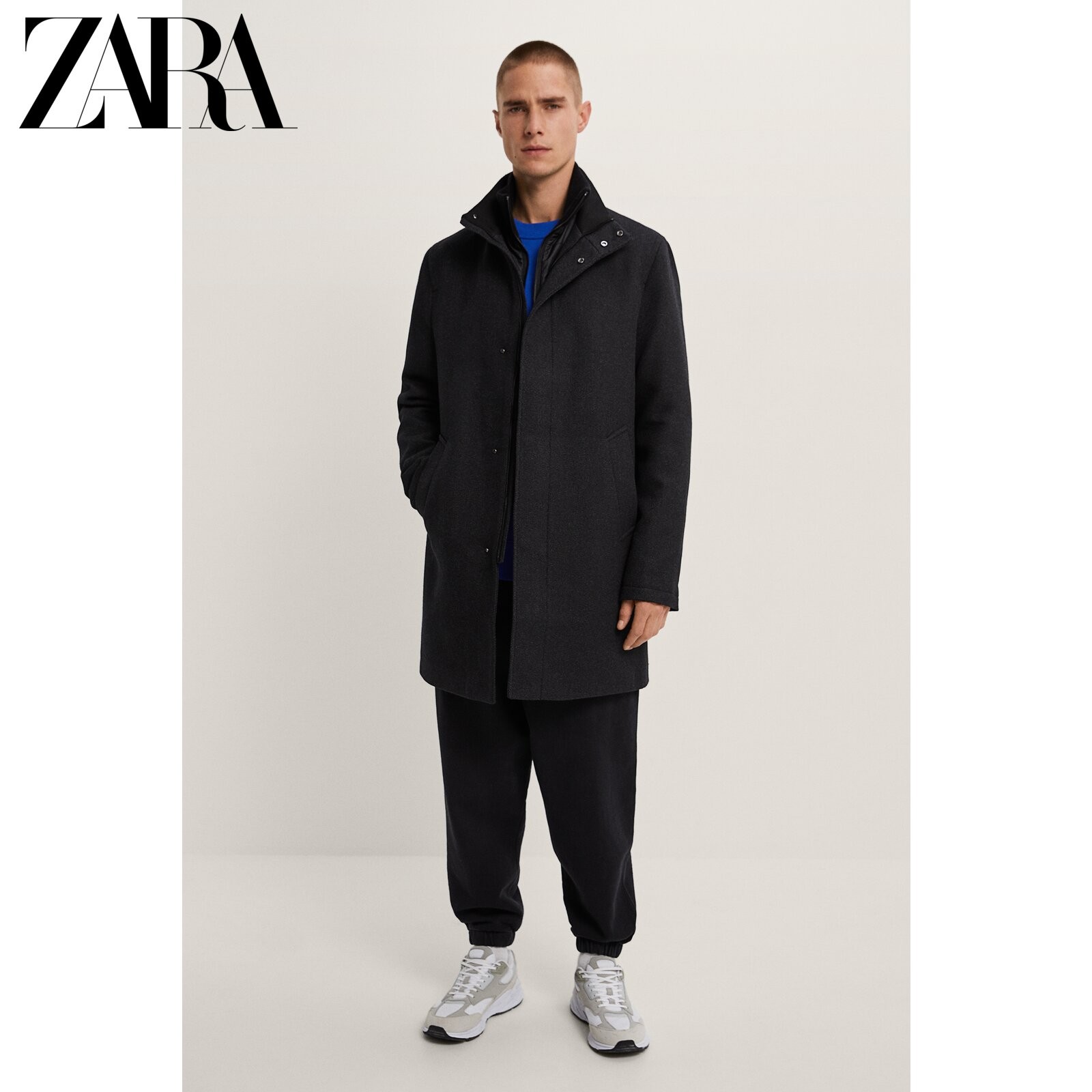 ZARA 06861380801 男士双层拼接领大衣