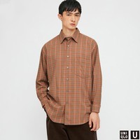 UNIQLO/優衣庫男裝 輕型法蘭絨寬松格子襯衫(長袖) 431386