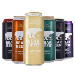 原装进口豪铂熊bearbeer小麦拉格黑啤高度啤酒混合装500ml12听3件
